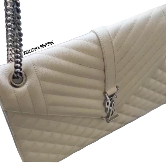 RARE YSL Saint Laurent ENVELOPE LARGE IN MIX MATELASSÉ GRAIN DE POUDRE MSRP$3700 - Picture 5 of 15